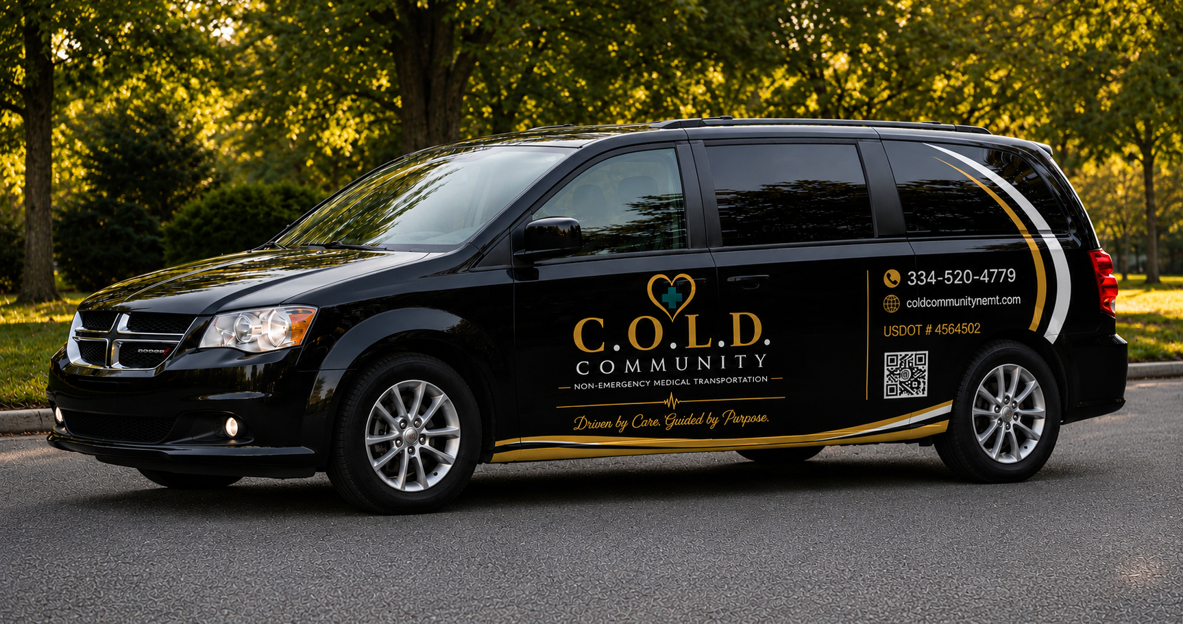 COLD Community NEMT branded vehicle